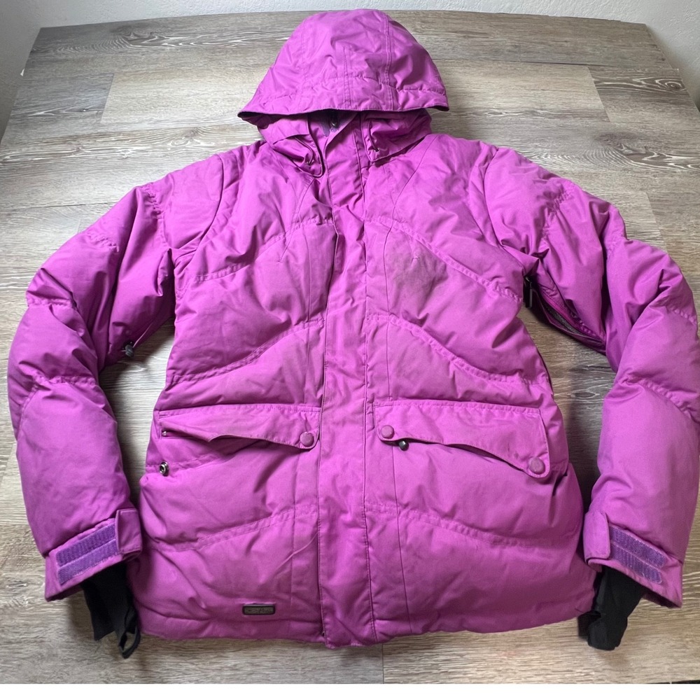 Oakley Puffer Jacket Womens Small Purple Down Fill Hooded Ski Snowboard Coat